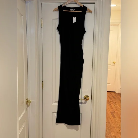 NWT Michael Stars Marine Maxi Ultra Rib‎ Knit Dress in Black. Size LP - Picture 5 of 10